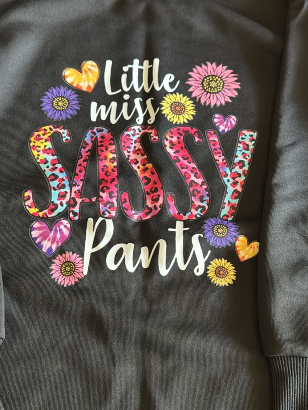 Little Miss Sassy Pants Graphic Sweatshirt - Multicolor on Black